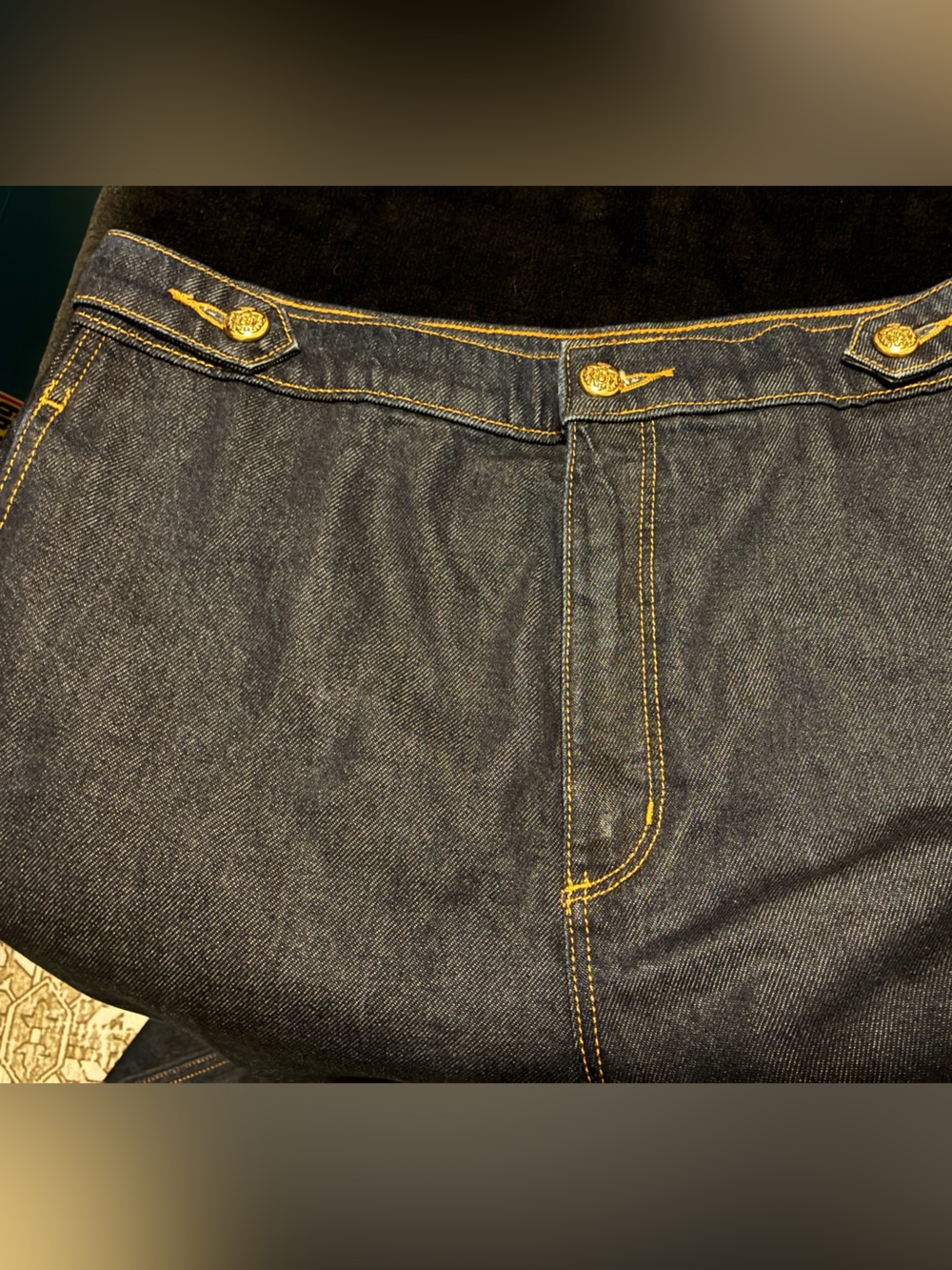 LOFT Dark Blue Wide-Leg Jeans with Gold Buttons *BOGO EQUAL OR LESS - Picture 7 of 7
